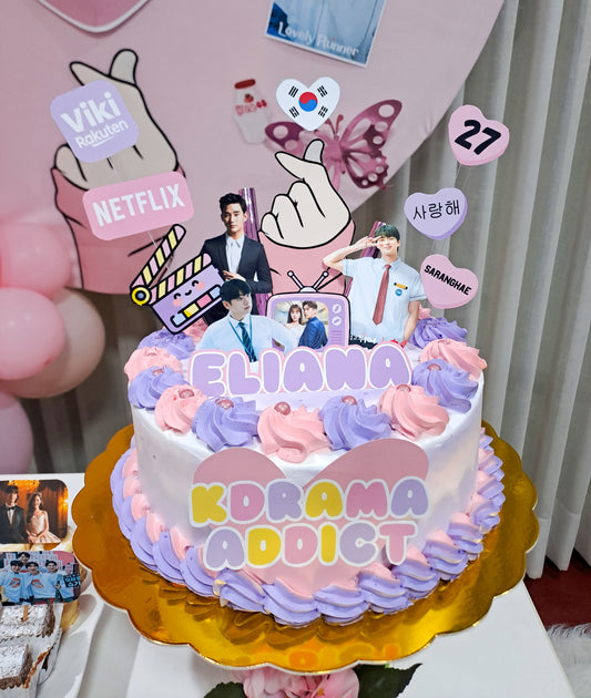 Kdrama addict cake topper, kdrama lover -digital file