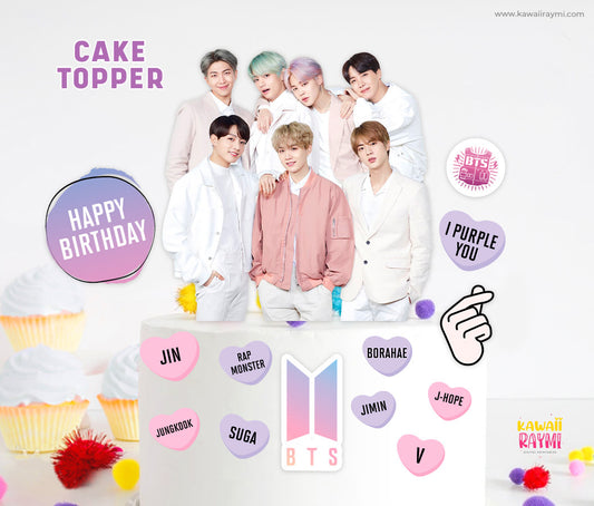 BTS cake topper, Kpop cake topper borahae, BTS Kpop