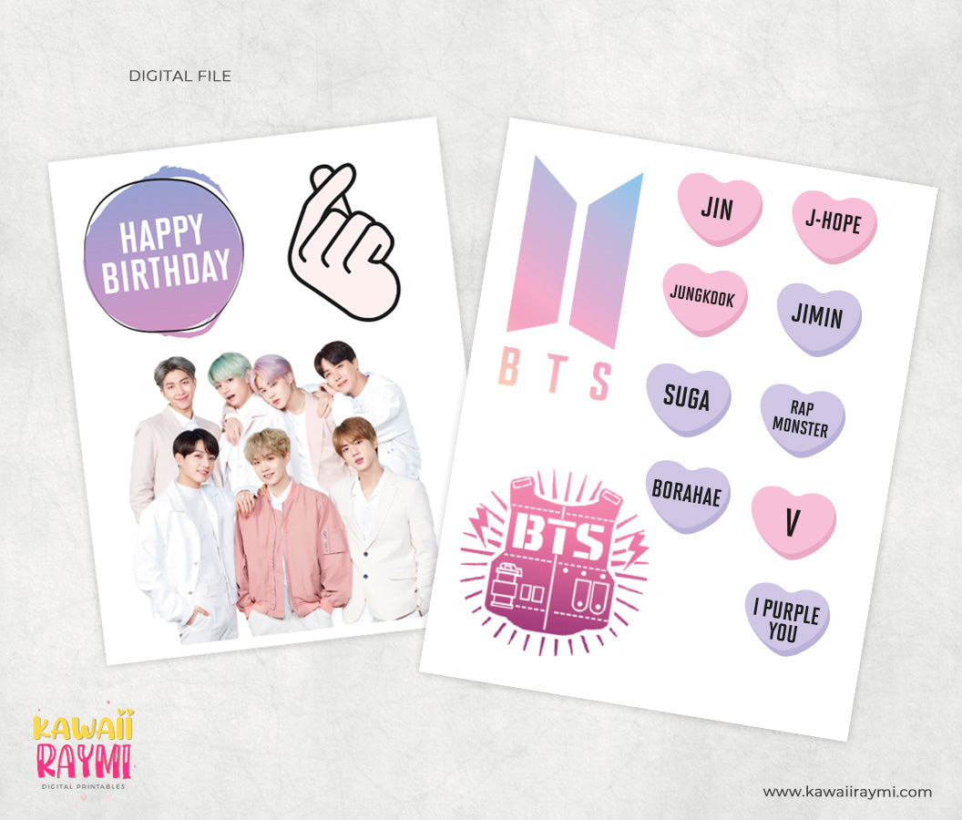 BTS cake topper, Kpop cake topper borahae, BTS Kpop