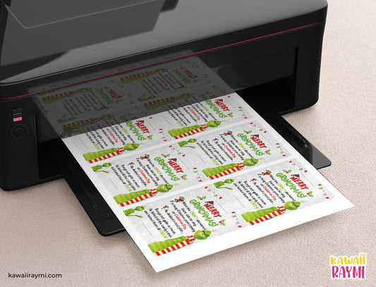 Christmas Grinch Candy Cane Holder Printable - Merry Grinchmas