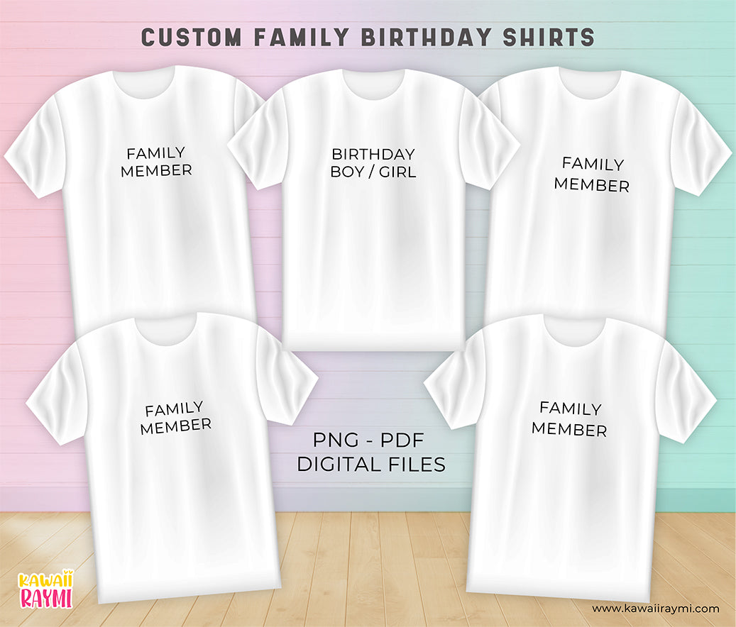 Archivo digital de camiseta personalizada - Camiseta de cumpleaños familiar - Diseño personalizado en archivos PNG y PDF