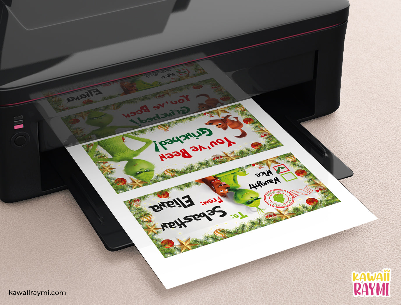 Plantilla 2 para caja de víspera de Navidad y etiquetas de obsequios para víspera de Navidad, descarga instantánea