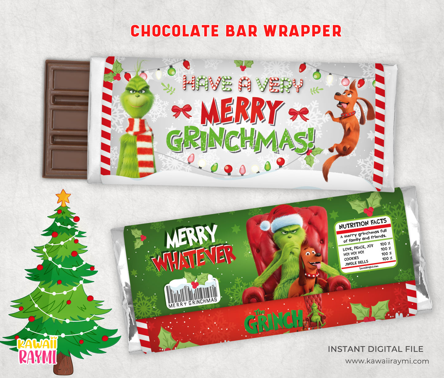 Envoltorios para barras de chocolate de El Grinch, envoltorios para barras de chocolate de El Grinch de NAVIDAD, chocolate navideño casero, archivo digital