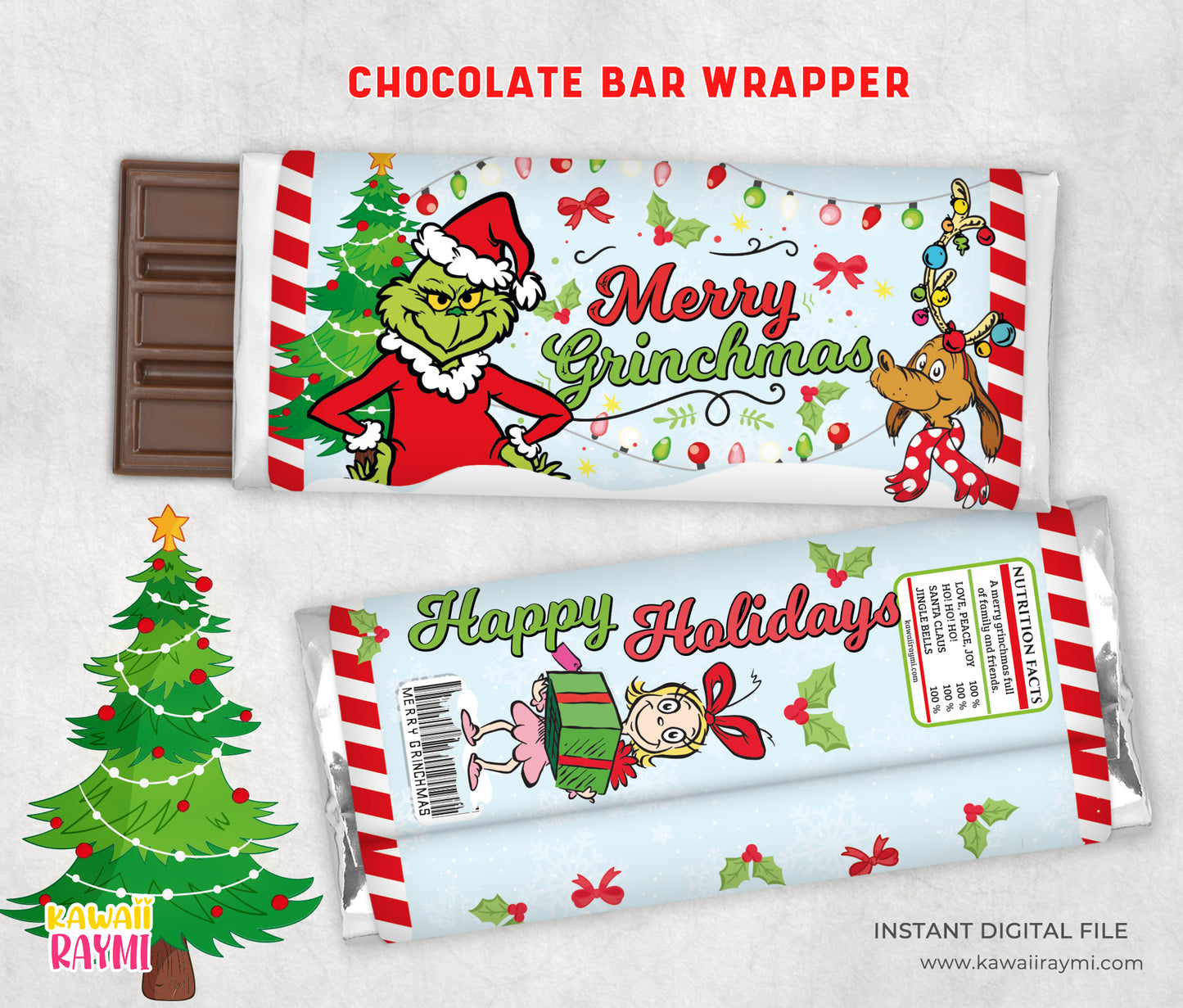 Envoltorio de barra de chocolate de Grinchmas, fiesta de Grinchmas, etiqueta de Hershey de Grinchmas, DESCARGA INSTANTÁNEA