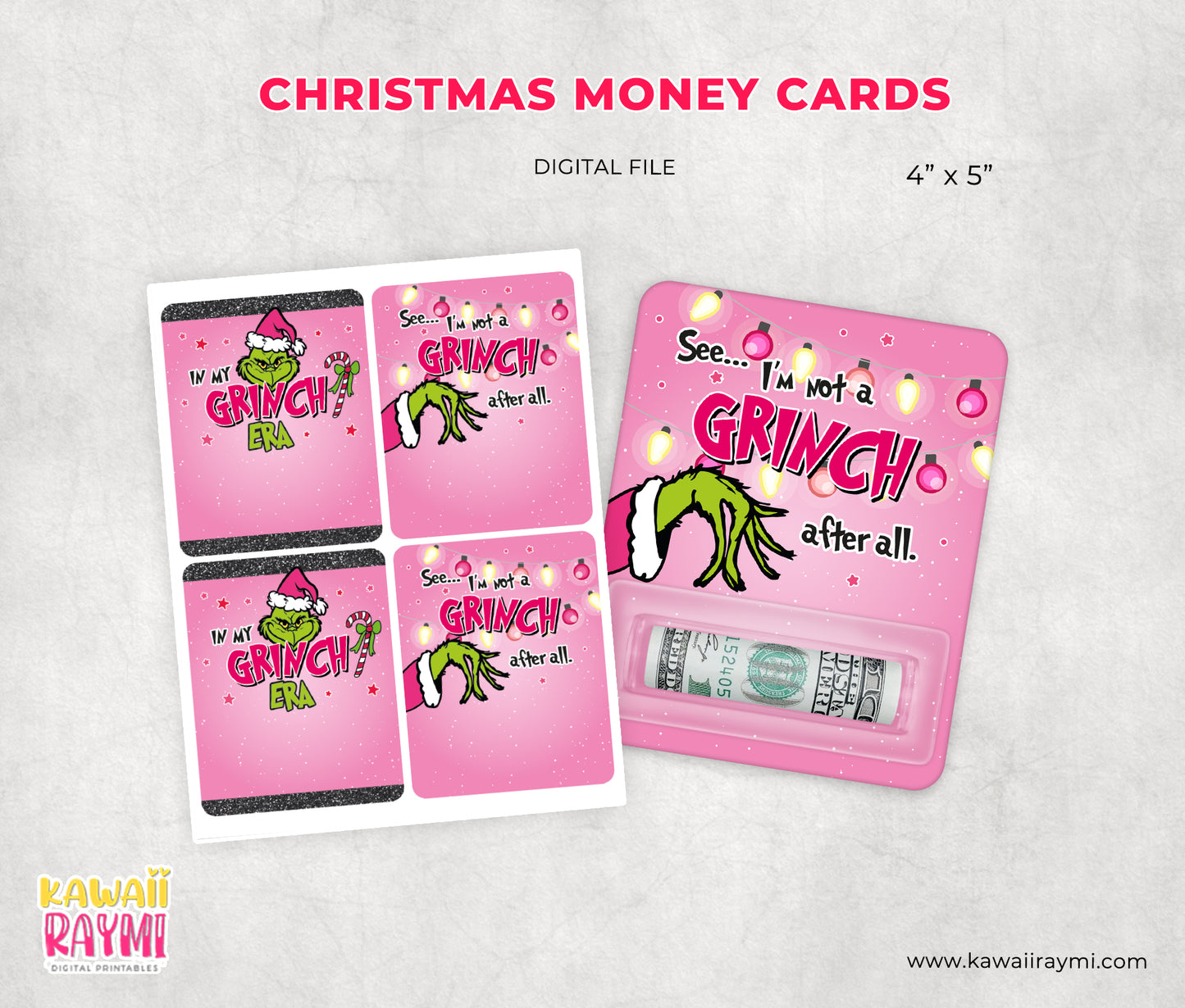 Pink Grinchmas Money Card Holder | Grinchmas Pink | Digital Download | Christmas Gifts