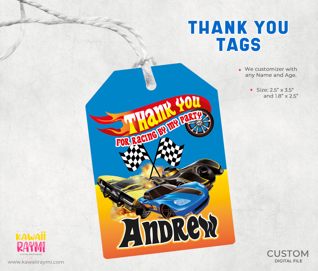 Hot Wheels thank you tags printable Kawaii Raymi