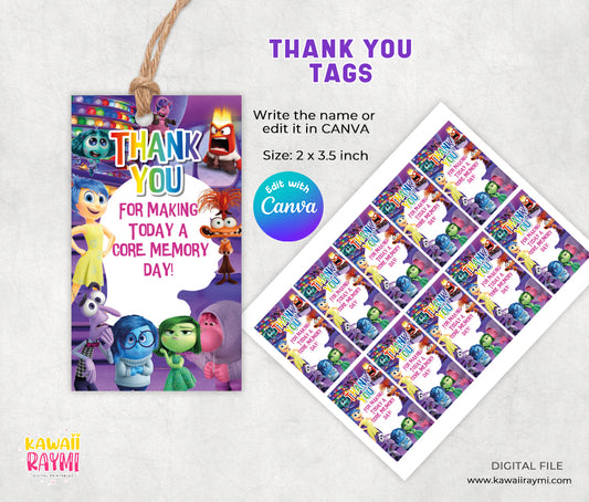 Inside Out Thank You Tags, Instant download and edit with canva