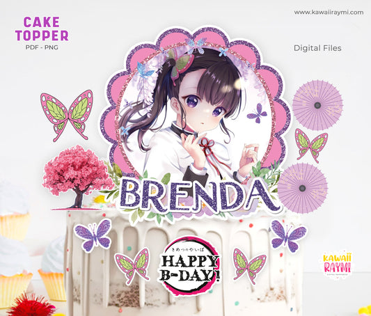 Kanao cake topper demon anime, demon slayer, kanao, butterfly, PNG, PDF