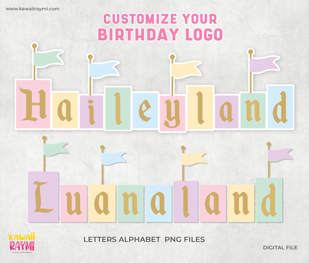 Letrero de fiesta de Disneyland personalizado para hacer uno mismo: logotipo de cumpleaños del parque temático
