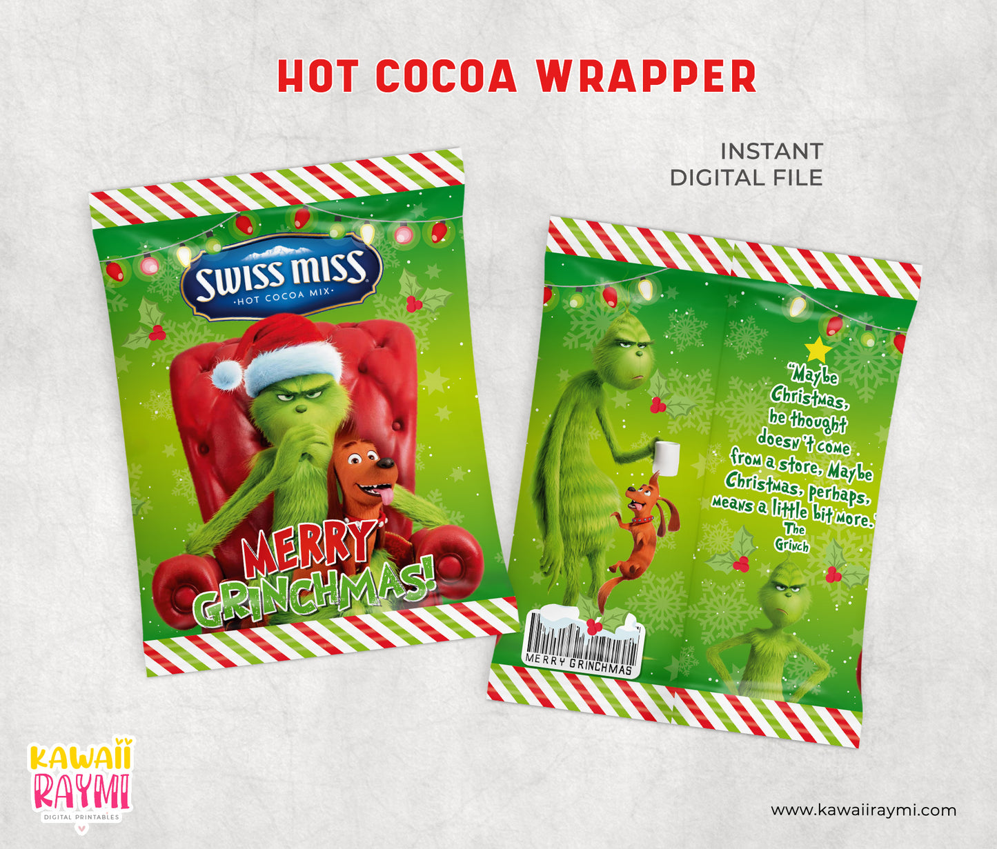 Grinchmas Hot Cocoa wrapper | Grinch Hot Chocolate wrapper christmas