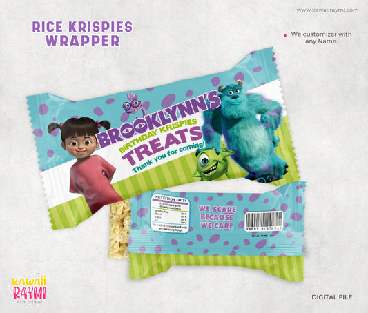 Monsters INC rice krispies wrapper