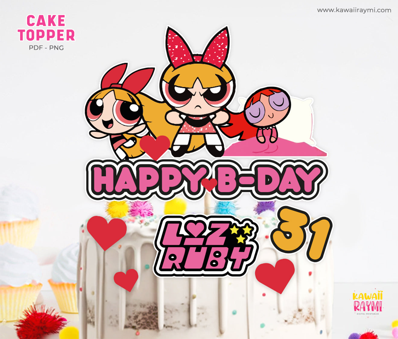 Adorno para tarta personalizado de Las Chicas Superpoderosas Bombon girl