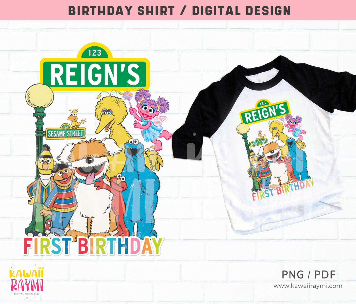Archivo digital de camiseta de cumpleaños de Barrio Sésamo