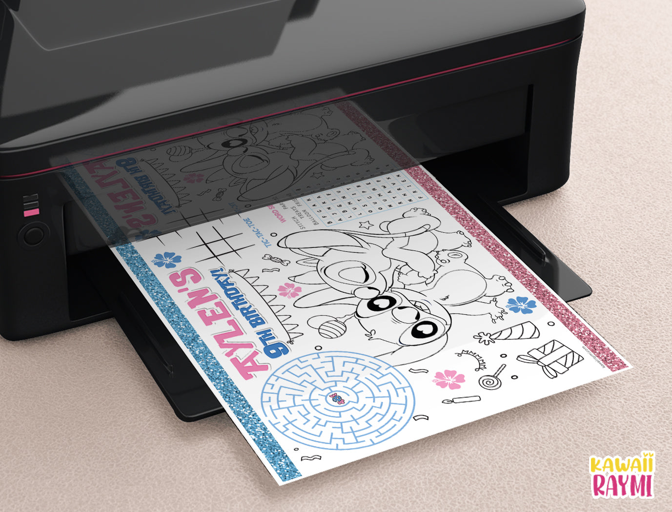 Stitch & Angel Coloring Sheet, party activity sheet-digital file