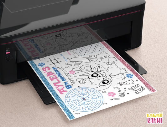 Stitch & Angel Coloring Sheet, party activity sheet-digital file