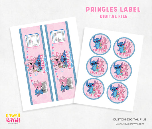 Stitch and Angel pringles label, digital file