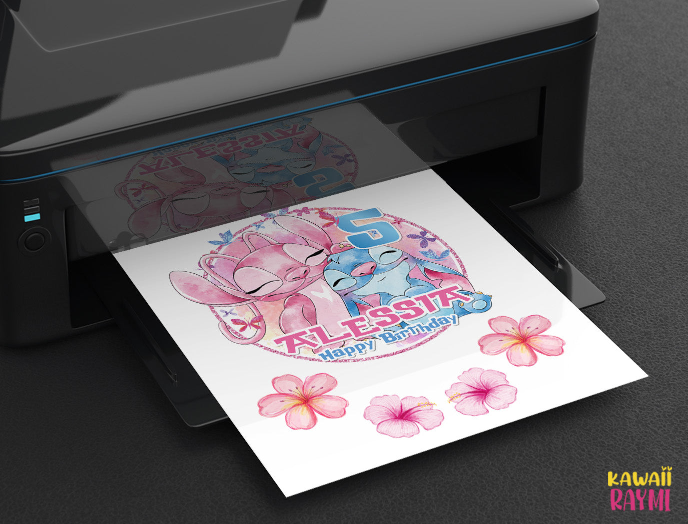 Adorno para tarta personalizado Stitch & Angel