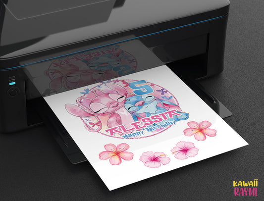 Stitch & Angel custom cake topper