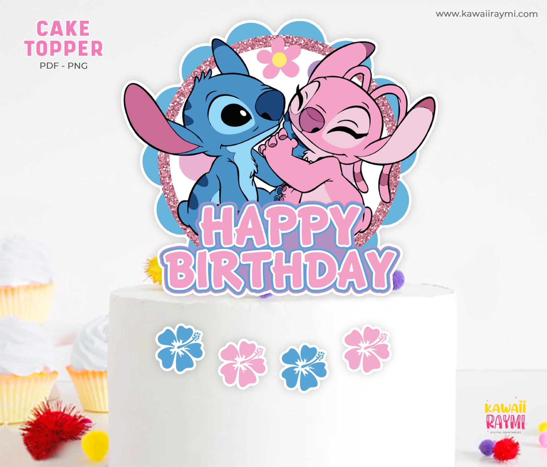 Stitch And Angel Cake Topper Instant Digital File Kawaii Raymi stitch-and-angel-cake-topper-instant-digital-file-kawaii-raymi