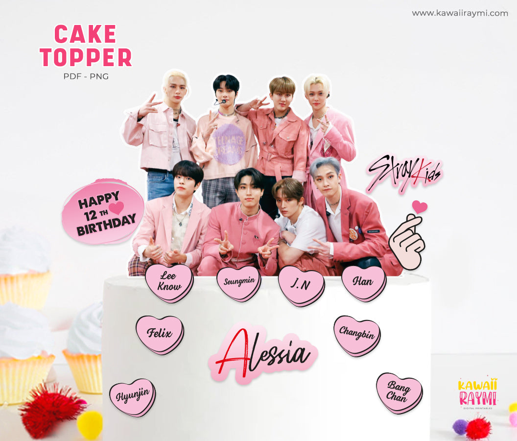 Adorno para tarta personalizado de Stray Kids en formato digital