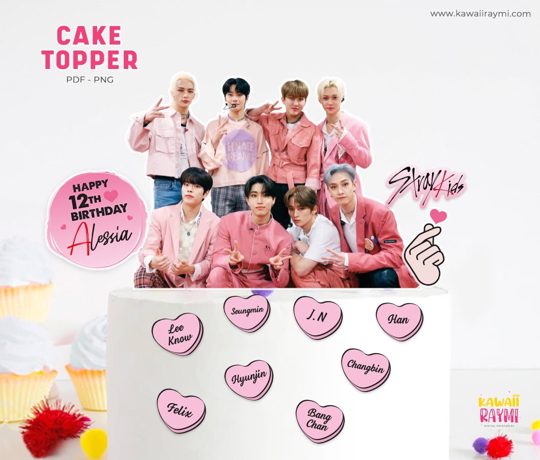 Adorno para tarta personalizado de Stray Kids en formato digital