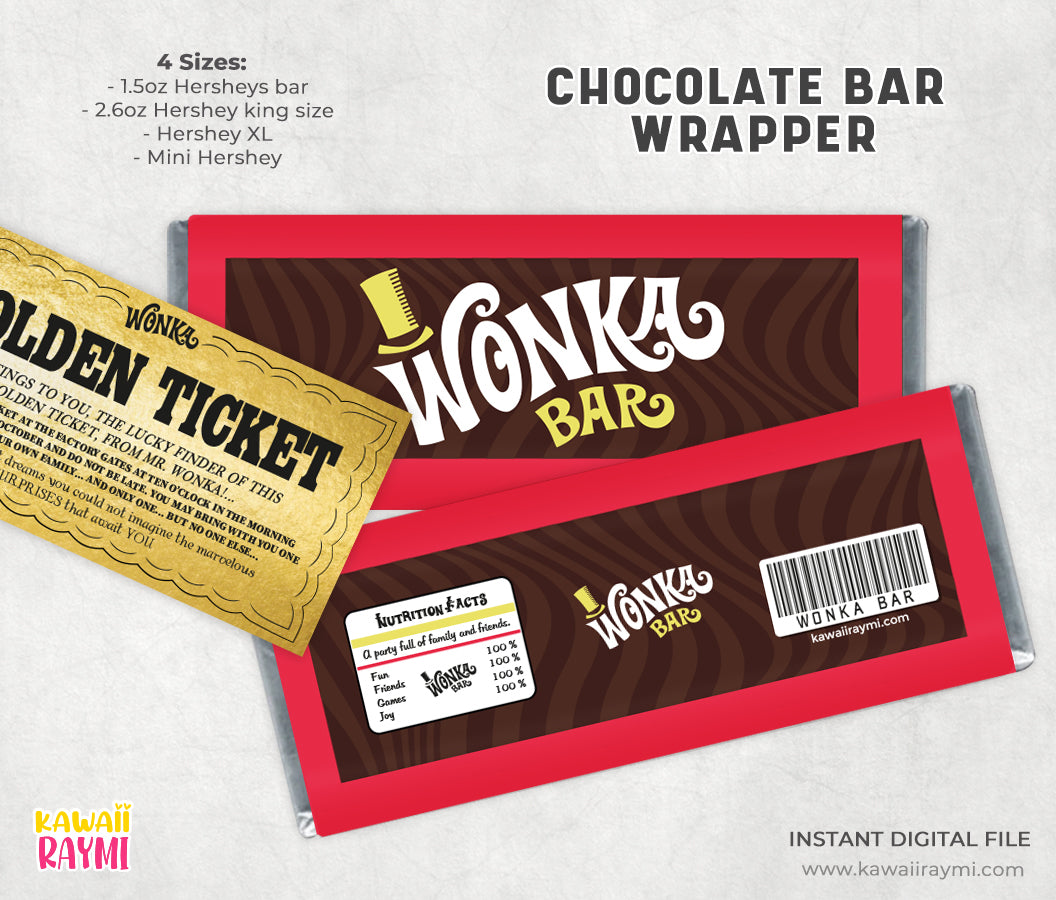 wonka-red-chocolate-bar-label-4-sizes-diy-wrapper-instant-digital-kawaii-raymi for Free Printable Mini Hershey Bar Wrappers Wonka Red Chocolate Bar Label - 4 sizes - DIY Wrapper instant digital – Kawaii Raymi for Free Printable Mini Hershey Bar Wrappers