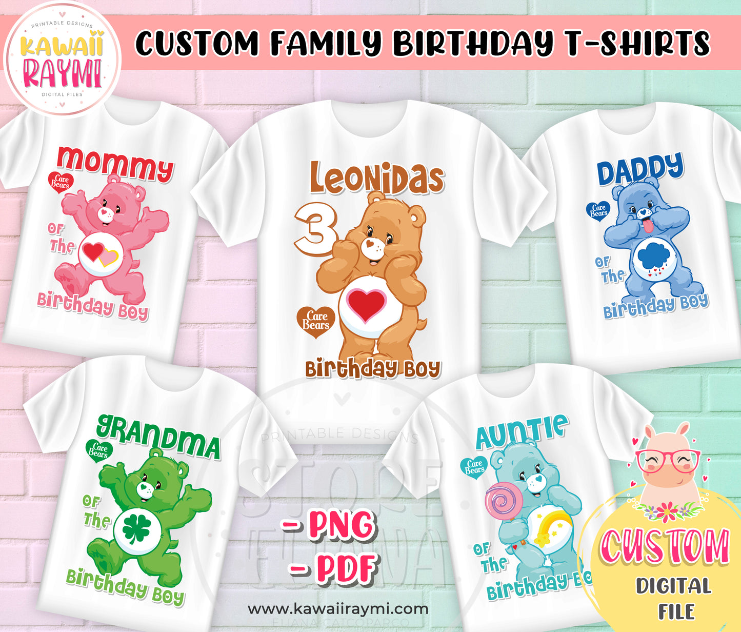 Camisetas imprimibles de cumpleaños familiares de los Ositos Cariñositos