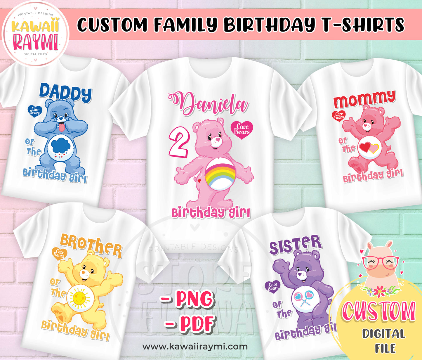 Camisetas imprimibles de cumpleaños familiares de los Ositos Cariñositos