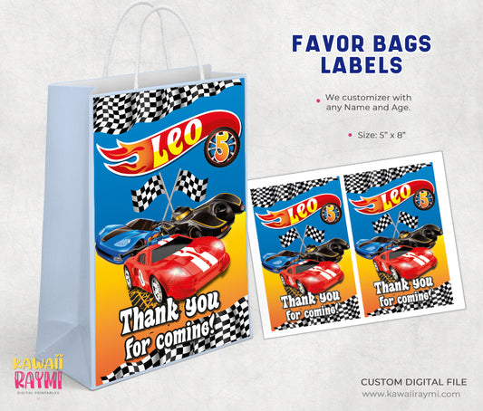 Hot wheels favor bags label, gift bags label