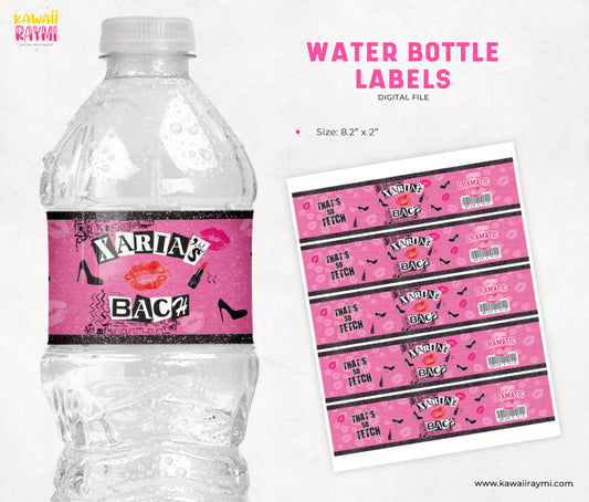 Mean girls custom water label, burn book water bottle label