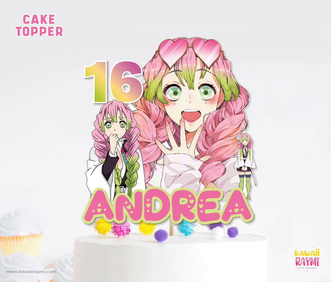 Mitsuri demon slayer custom cake topper