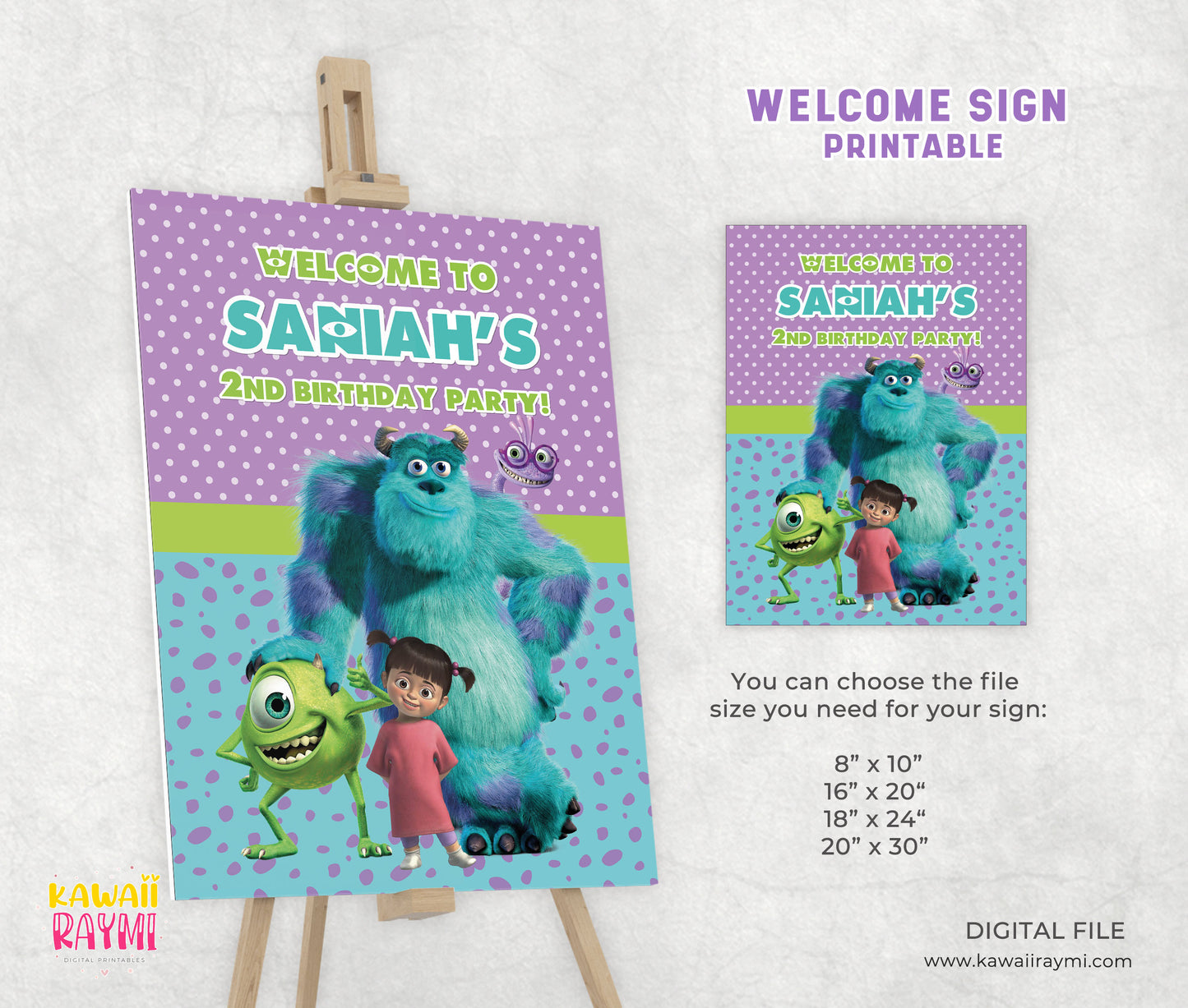 Monsters INC welcome sign printable