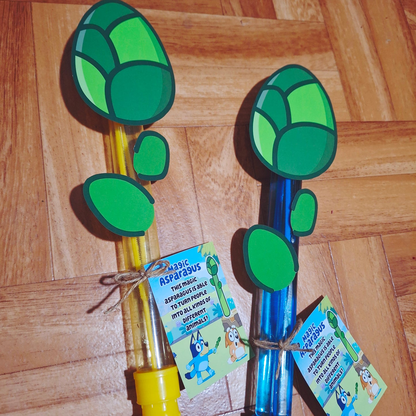 Magic Asparagus bubble wand with favor tag- bluey dog digital file