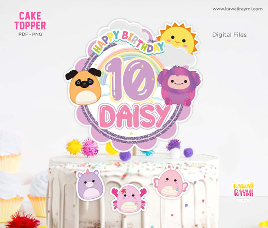 Squishmallows Rainbow custom Cake Topper