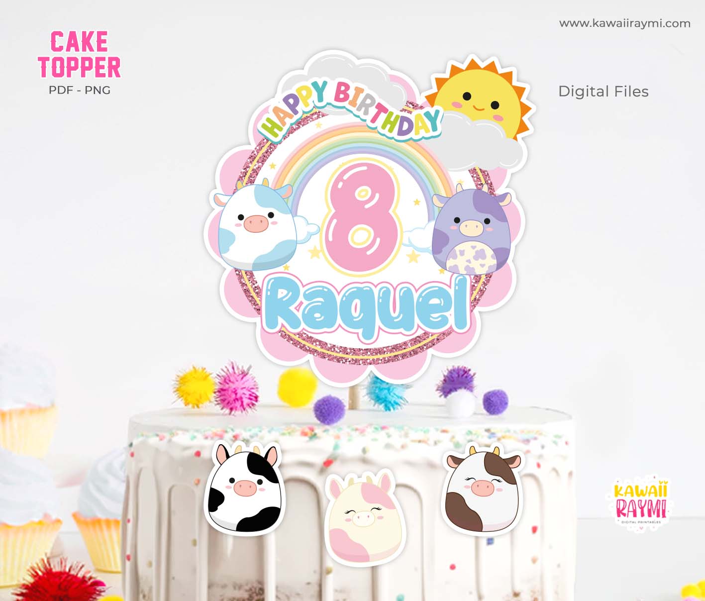 Squishmallows Rainbow custom Cake Topper