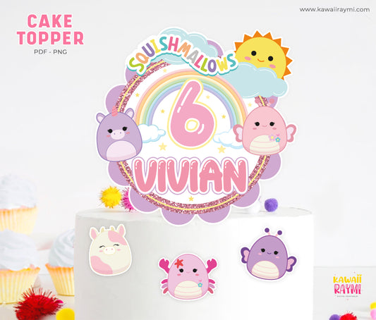 Squishmallows Rainbow custom Cake Topper