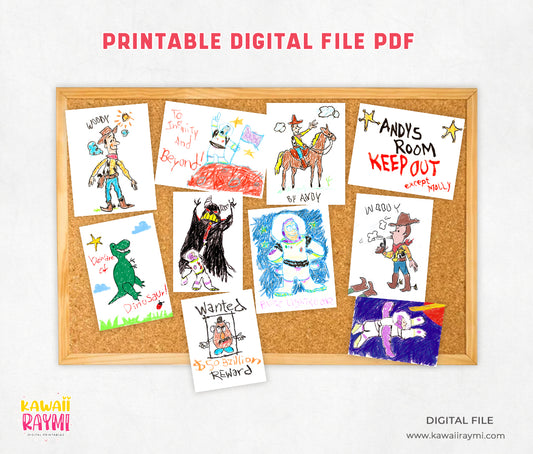 Toy story draws printable digital file, Andy's Room Inspired Drawings- digital pdf file