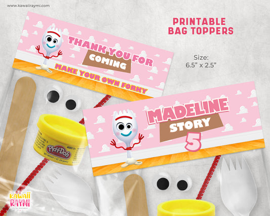 Toy Story make your own forky, Bag Toppers Forky PINK custom DIGITAL FILE