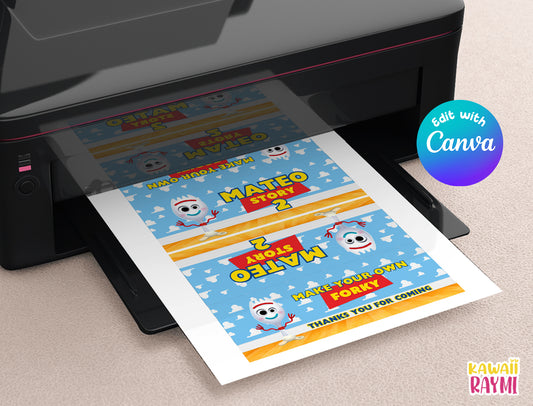 Toy Story make your own forky, Edit with CANVA Toy Story Forky Bag Toppers, Toy Story Forky Bag Labels, INSTANT digital file, forky