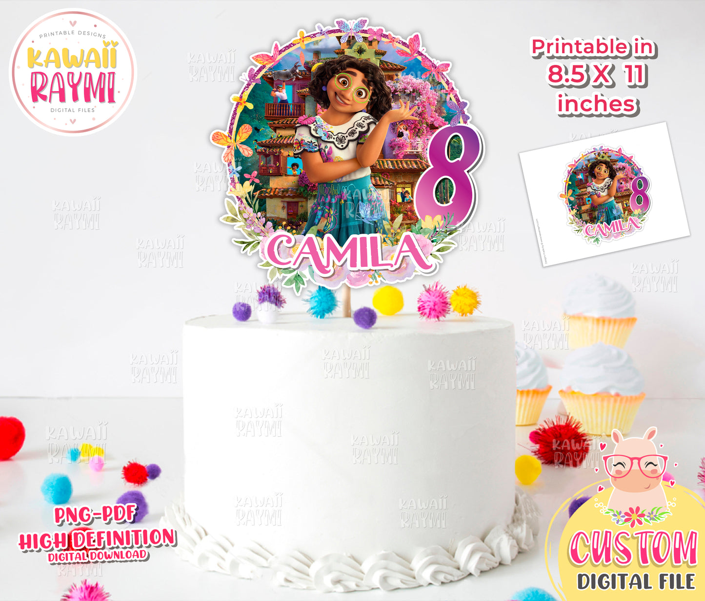 Topper de pastel de Encanto imprimible, topper de pastel personalizado de Mirabel Encanto