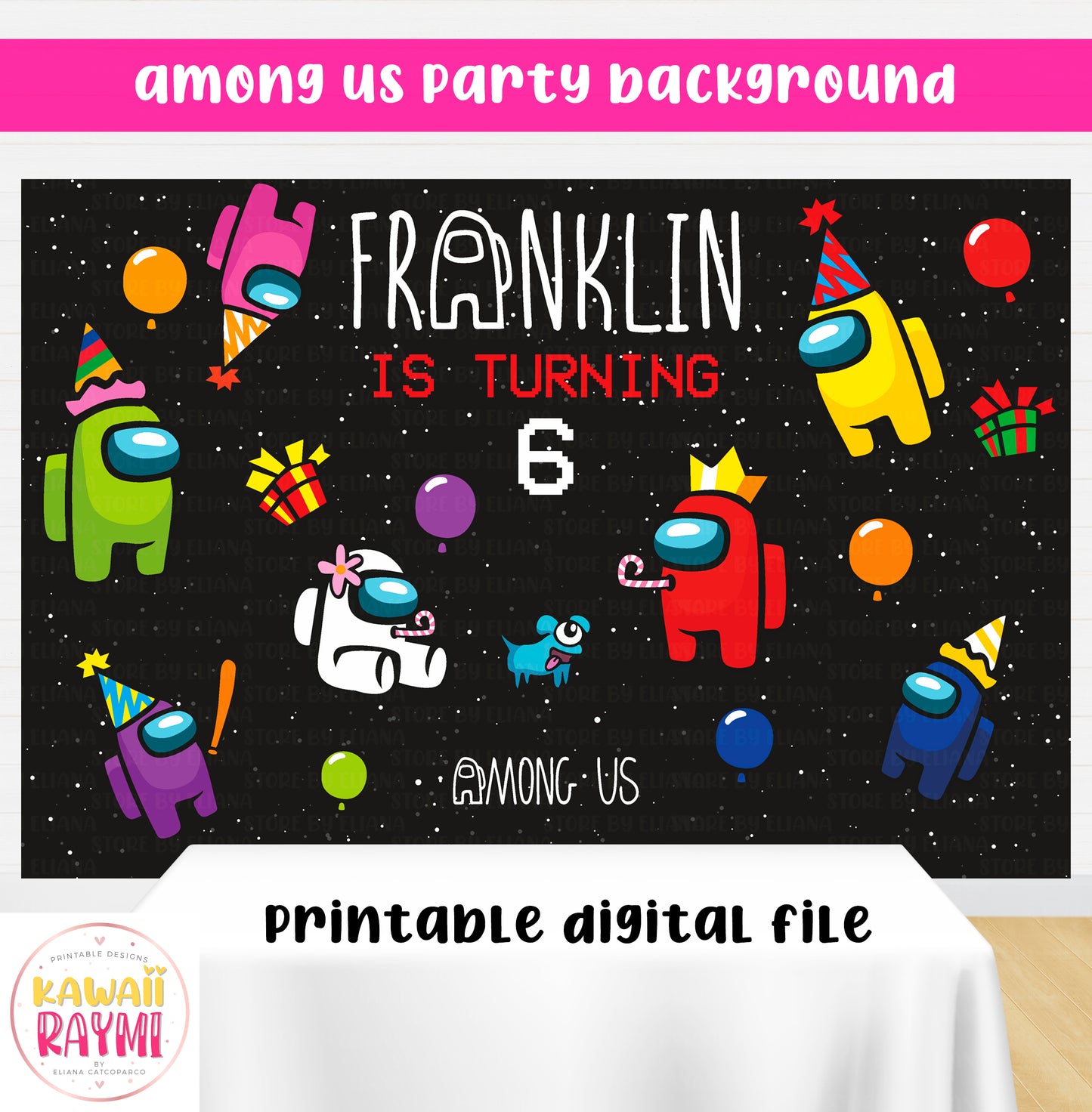 Entre nosotros telón de fondo personalizado para fiesta de cumpleaños