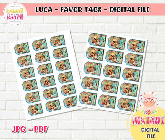 Luca Favor Tags, Luca thank you favor, Instant Download