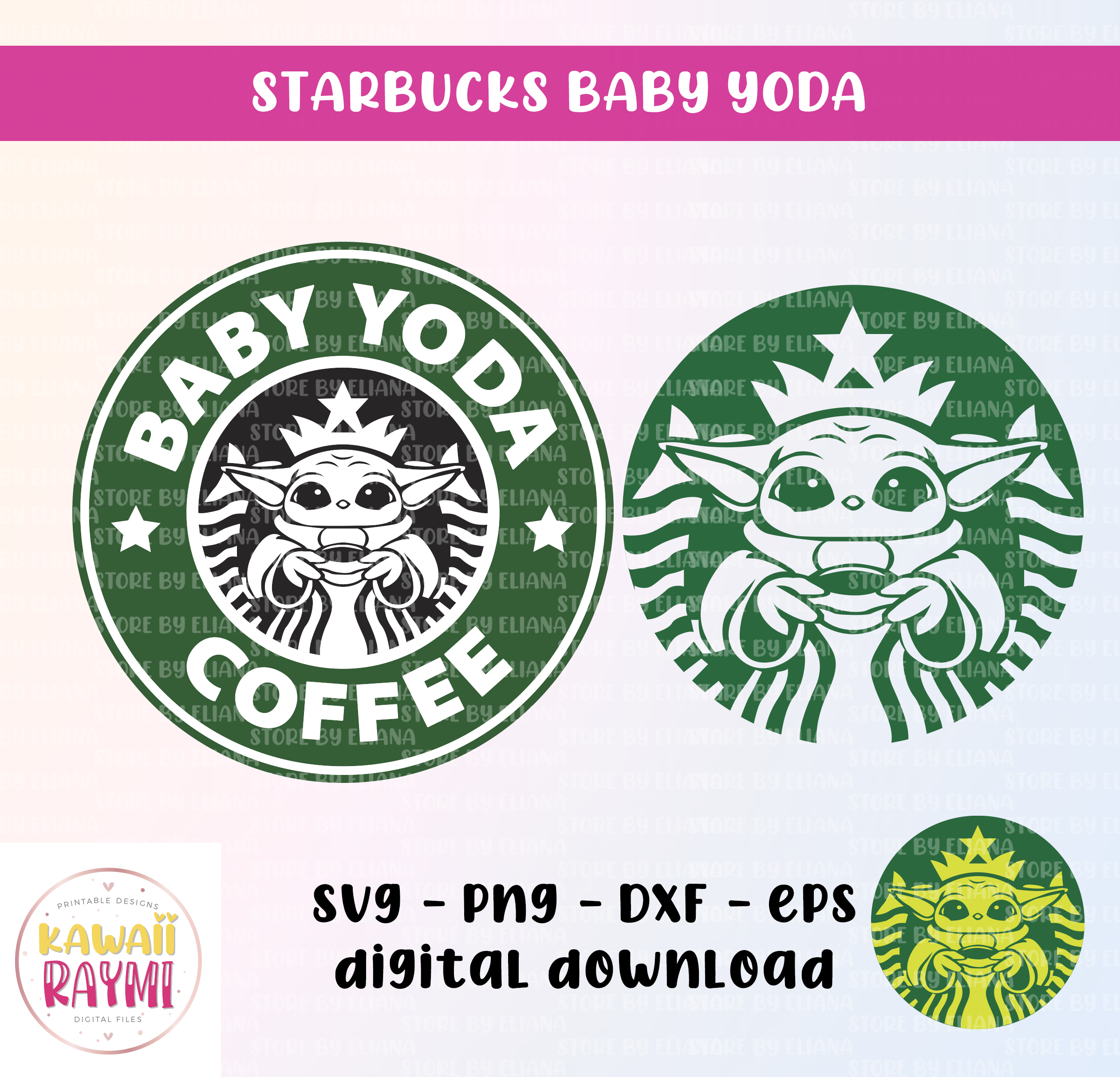 Starbucks Baby Yoda Full Wrap, Digital Files - free svg files for