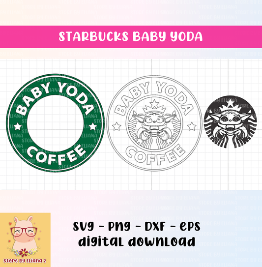 Baby Yoda Starnucks svg, cricut, png, dxf, eps, cut file, baby yoda, instant download