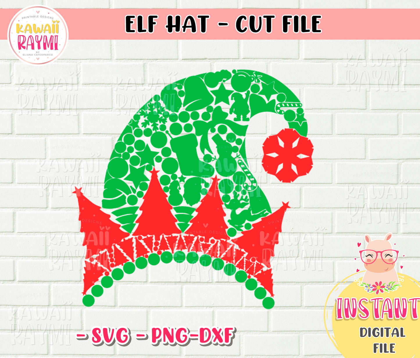 ELF HAT SVG - PNG - CUT FILE-CRICUT-CHRISTMAS