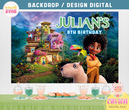 Antonio encanto backdrop, Encanto antonio party supplies decoration, Encanto birthday party, Encanto backdrop, Digital file backdrop