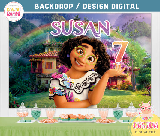 Encanto custom Backdrop, Encanto Decoration Birthday , Mirabel Encanto Party Supplies, Mirabel custom backdrop, digital file