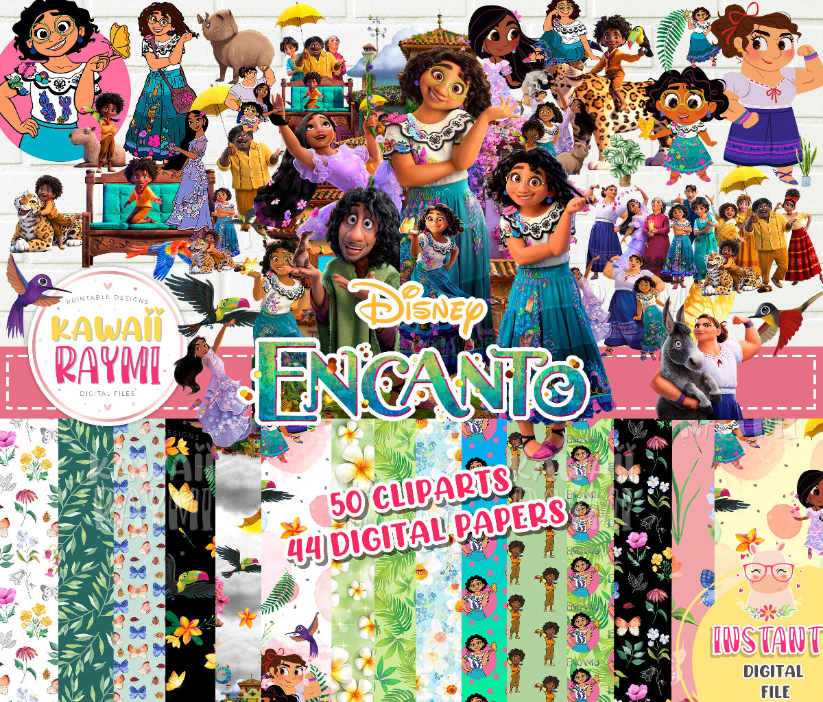 Encanto cliparts, encanto digital papers, instant download, mirabel png