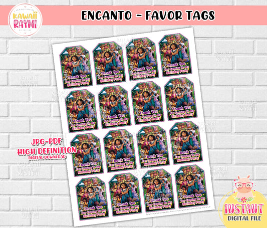 Encanto Favor Tags Birthday Party, Encanto Party Favor Tags, Encanto thank you favor, Instant Download DIY