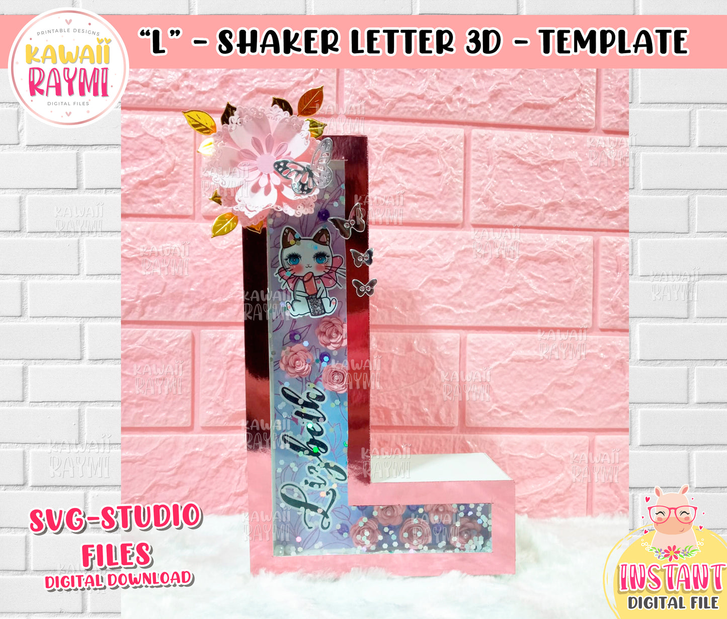 3D Shaker Letter "L" Template Silhouette Studio and Svg